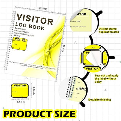 1 Pack Visitor Badges with Carbon Copy Visitor Stickers Letter Size Visitor Log - Image 2