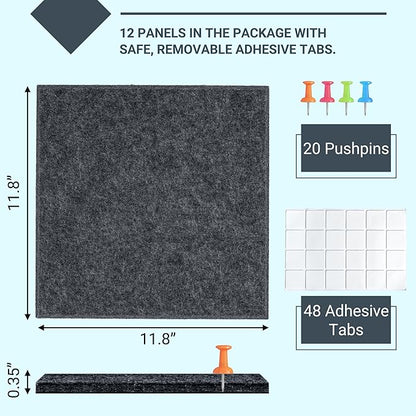 AKTOP Cork Board Bulletin Board 47"x35", 12 Pack Removable Felt Cork Board Tiles - Image 3