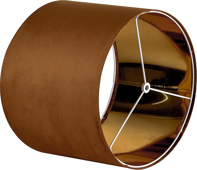 GO&SO Large Lampshades Replacement, Burnt Orange Velvet Drum Lamp Shades Set of - Image 7