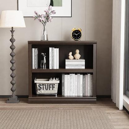 blini 2-Shelf Bookcase Wooden Bookshelves 33in Wide Floor Standing Display - Image 2