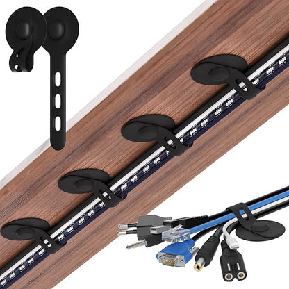 Nearockle Cable Management Under Desk, Adjustable Self-Adhesive Silicone Cable by ELECTRONICSORGANIZATION