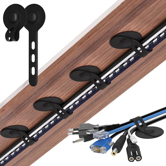 Nearockle Cable Management Under Desk, Adjustable Self-Adhesive Silicone Cable by ELECTRONICSORGANIZATION