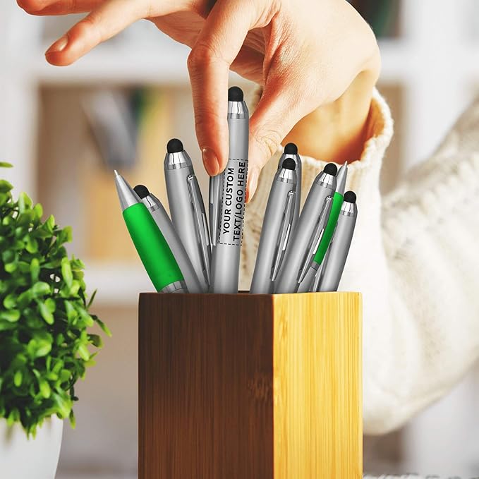 DISCOUNT PROMOS Custom Stylus Ballpoint Pens Set of 10, Personalized Bulk Pack - Image 7