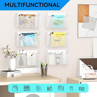 GDINDINFAN Single Pocket Wall File Holder, Mesh Hanging File Folder Paper - Image 6