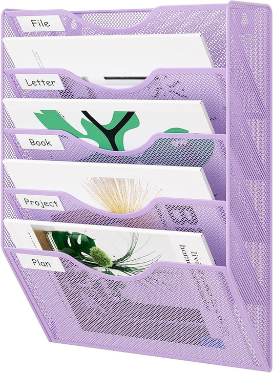 EasyPAG 5 Pocket Mesh Wall File Organizer, Hanging Paper Folder Holder by EasyPAG