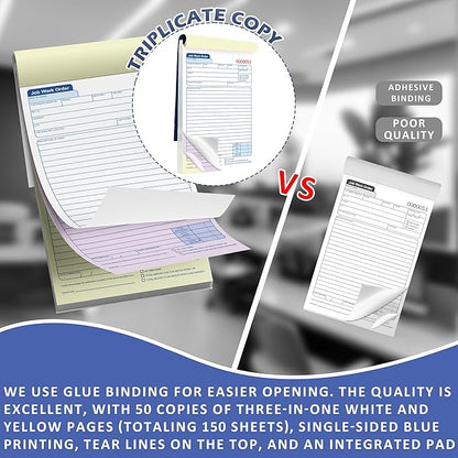 150 Sets Job Work Order Form Book 3 Part Carbonless Work Order Invoice Book 5.5 - Image 4