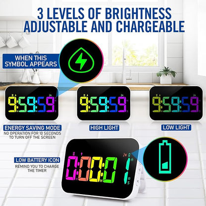 Kitchen Timer （1.5" Number） 10 RGB Color Changing Digital Magnetic Timer - Image 6