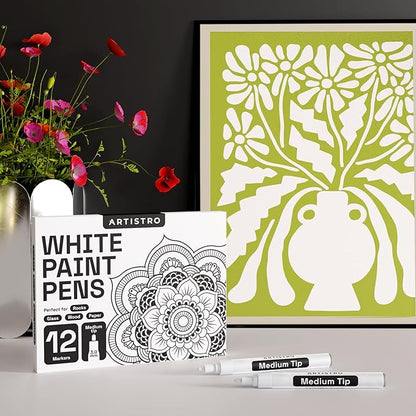 ARTISTRO 12 White Paint Pens for Glass Marking, Rock Painting, Scrapbooking - Image 6