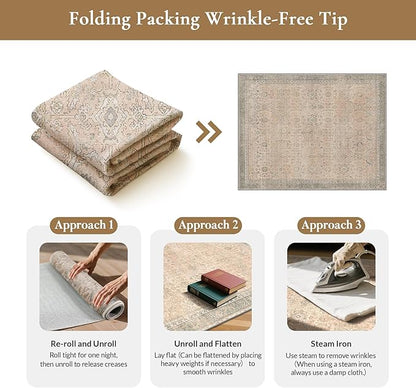 GENIMO 8x10 Area Rugs for Living Room, Machine Washable Non Slip Vintage Rugs - Image 9