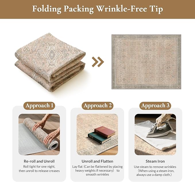 GENIMO 9x12 Area Rugs for Living Room, Machine Washable Non Slip Vintage Rugs - Image 9