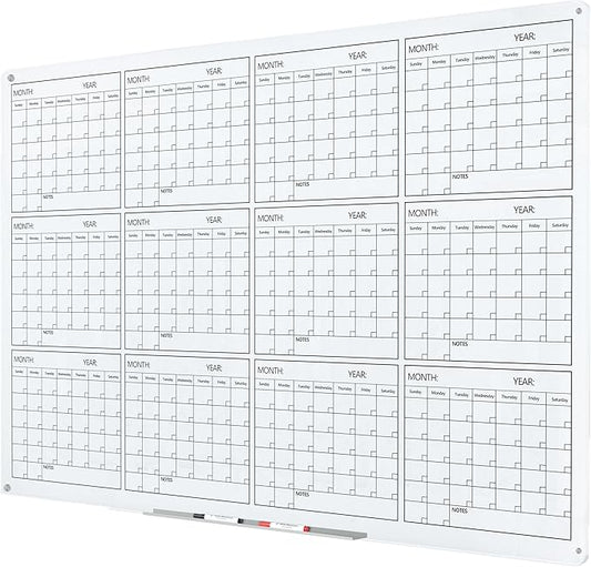 J&J worldwide Glass Whiteboard Yearly Calendar by JJworldwide