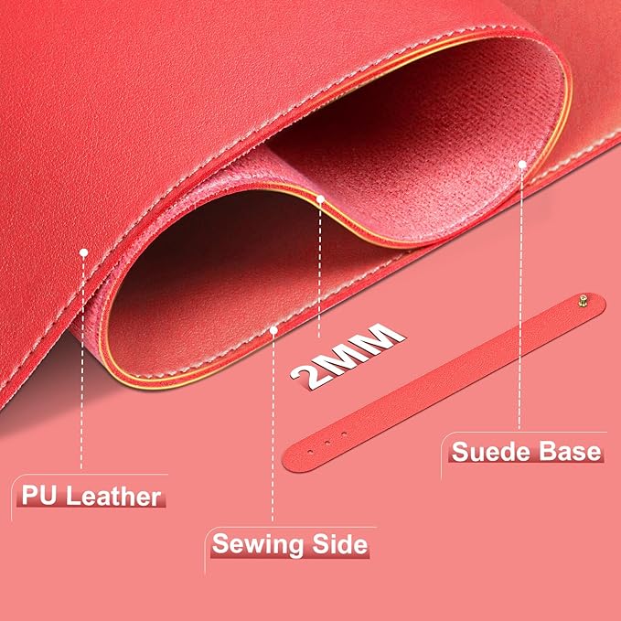 Leather & Suede Desk Cover | Non-Slip Large Mouse Pad | Waterproof Office & - Image 2