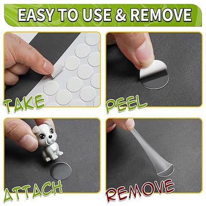 Piteno® 1200Pcs Double Sided Adhesive Dots, 0.24" Clear Removable Sticky - Image 3