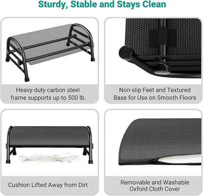 YEASHEIN Adjustable Foot Rest for Under Desk at Work, Ergonomic Under Desk - Image 5