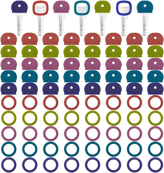 Blulu 80 Pieces 1Inch Colored Key Covers Caps Tags Covers Set Plastic Key Color by Blulu