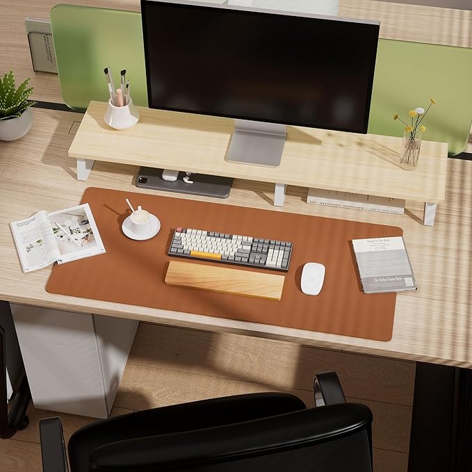 Aothia Double-Sided Desk Pad, 35.4" x 15.7"Leather Desk Mat, Eco Cork Desk Pad - Image 4