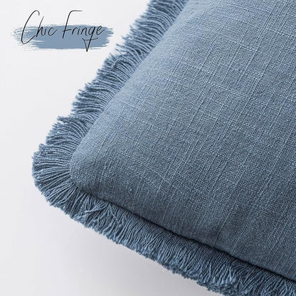 Foindtower Set of 2 Decorative Linen Fringe Lumbar Throw Pillow Covers Boho - Image 3