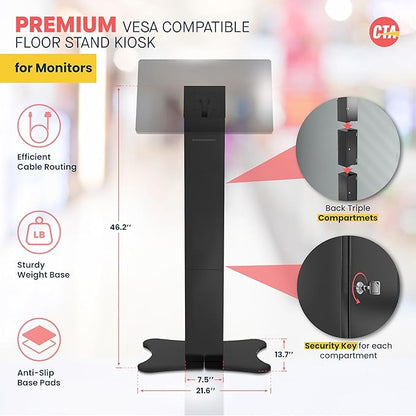CTA Digital Kiosk with Printer Shelf VESA Compatible Floor Stand Kiosk with - Image 2