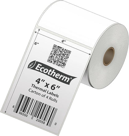 4" x 6" Thermal Labels | 4 Rolls | 1100 Labels | fits Zebra, Offnova Thermal - Image 2