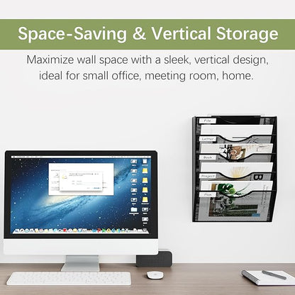 EasyPAG 5 Pocket Mesh Wall File Organizer, Hanging Paper Folder Holder - Image 2