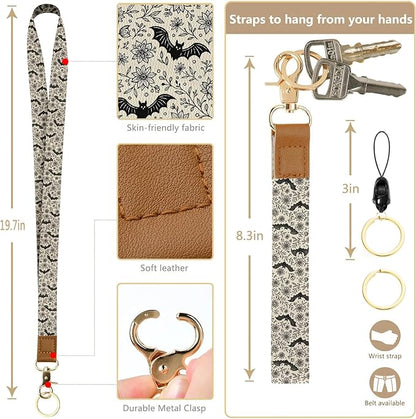 bolimoss Bat Lanyard Wallet Badge Holder PU Leather RFID Keychain Wallet - Image 3