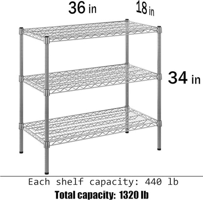 Regal Altair 18" Deep x 36" Wide x 34" Height Wire Shelving Kit | 3-Tier | NSF - Image 3