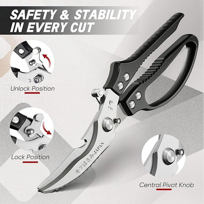 TIVOLI Poultry Shears Black, Japanese Kitchen Shears Heavy Duty - Image 4