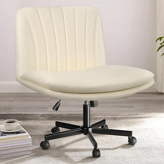 PUKAMI Criss Cross Chair with Wheels, Armless Cross Legged Office Desk Chair by PUKAMI