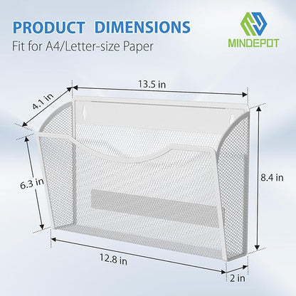 MINDEPOT Magnetic Wall File Organizer, Hanging Wall Mounted File Folder Binder - Image 3
