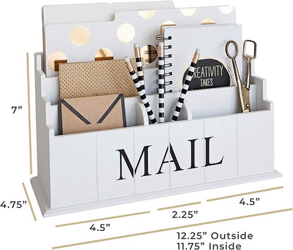 BLU MONACO | White Wooden Mail Organizer - Image 6