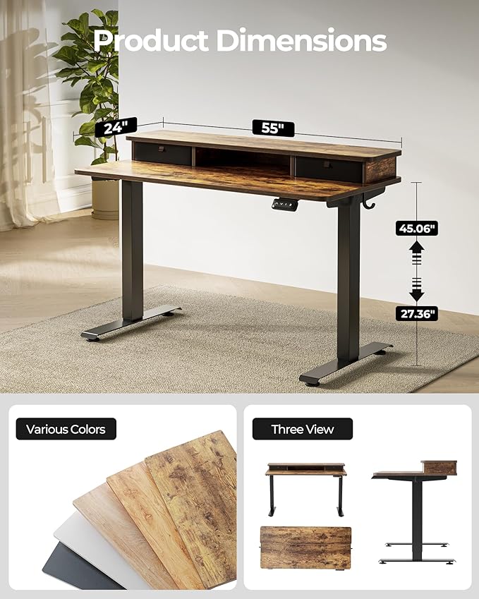 FEZIBO 55'' x 24'' Height Adjustable Electric Standing Desk - Image 4