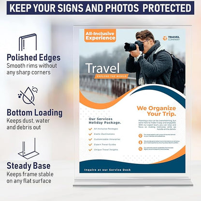 Acrylic Sign Holder 8.5 x 11, T-Shape Tabletop Display Stand, Double-Sided - Image 4