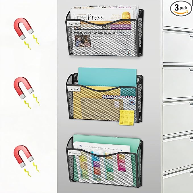 BOHDK Magnetic Wall File Holder 3-Pack by BOHDK