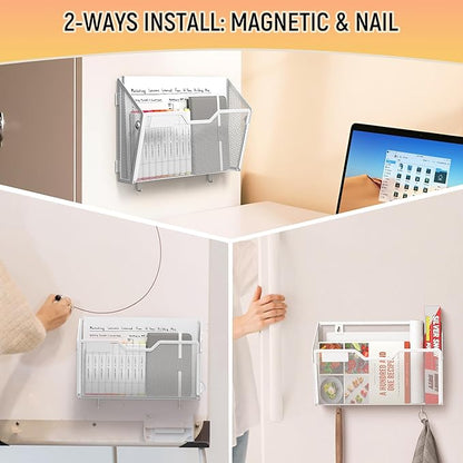 Docnest 6 Pack Magnetic Wall Mounted File Holders, Mesh Letter Organizer - Image 5