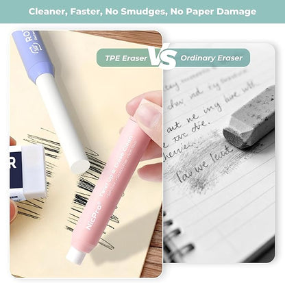Nicpro 6 Pack Rotary Retractable Erasers, Soft TPE Rubber Twist Large Pencil - Image 6