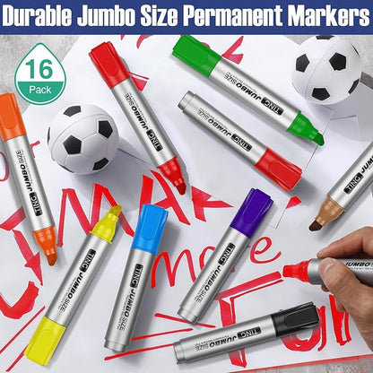 Fuutreo 16 Pcs Jumbo Size Permanent Markers Bulk Large Chisel Tip Permanent - Image 7