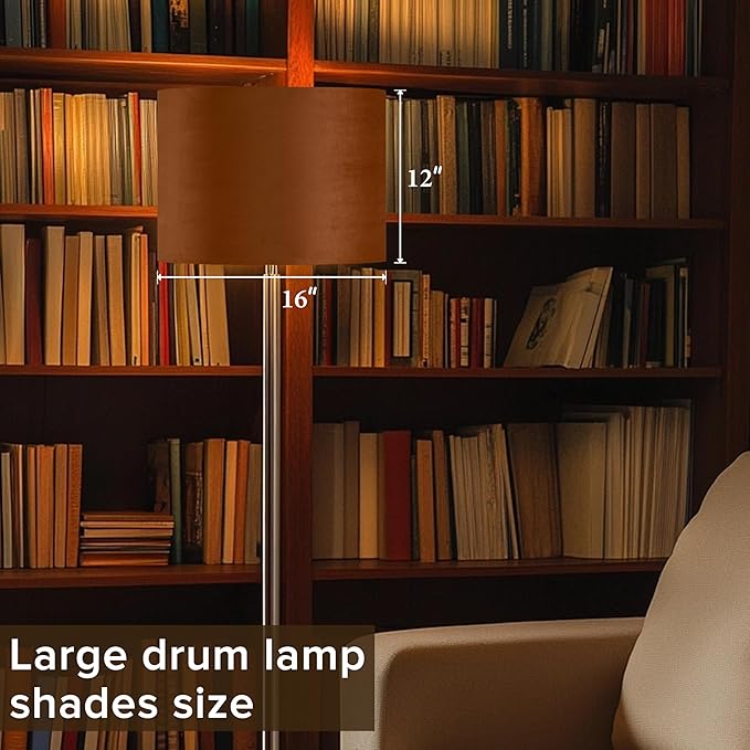 GO&SO Large Lampshades Replacement, Burnt Orange Velvet Drum Lamp Shades Set of - Image 4