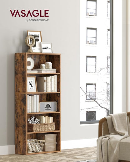VASAGLE Set of 2 Bookshelves, 23.6 Inches Wide, 5-Tier Open Bookcases - Image 2