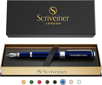 Scriveiner Personalized Midnight Blue Fountain Pen by Scriveiner