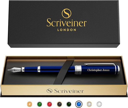 Scriveiner Personalized Midnight Blue Fountain Pen by Scriveiner
