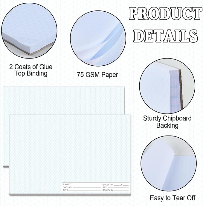 2 Pack 100 Sheets 11" x 17" Isometric Graph Paper Pad Landscape - Image 5
