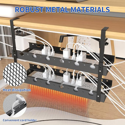 WIGAKDRU 31Inch Extendable Under Desk Cable Management Tray Multi-Model Metal - Image 4