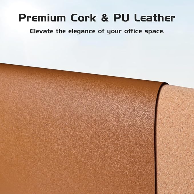 Aothia Double-Sided Desk Pad, 35.4" x 15.7"Leather Desk Mat, Eco Cork Desk Pad - Image 3