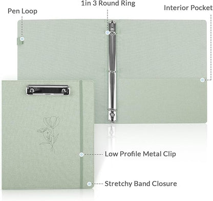 SKYDUE Clipboard Binder with Dividers, 1 Inch Linen 3 Ring Binder with - Image 4