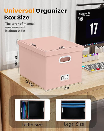 Oterri File Organizer Box with Lid, Portable Hanging File Box - Image 4
