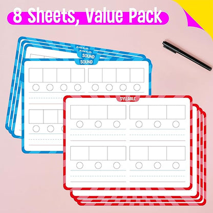 8 Packs Phonemic Awareness Dry Erase Board, Double Sided Dry Erase Board - Image 2