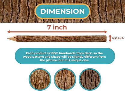 BSIRI Black Pencils Wood Pack of 12 in 7 Inch Tree Bark Wooden Favors in Rustic - Image 4