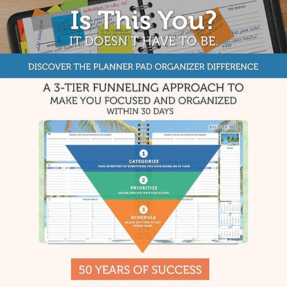 Planner Pad Spiral Bound 3-Tier Funnel Down 12 Month Organizer, July 2025 – - Image 2