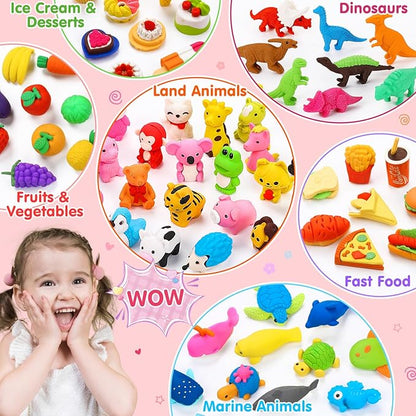 80PCS Mini Animal Erasers for Kids Bulk Small Toys, 3D Cute Erasers Desk Pets - Image 7