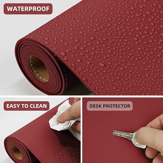 Desk Mat 35" x 17" Leather Desk Pad Protector - Image 4
